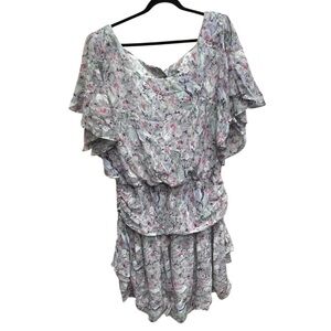 Vintage 80s drop waist flapper style dress with beautiful watercolor faces 1x